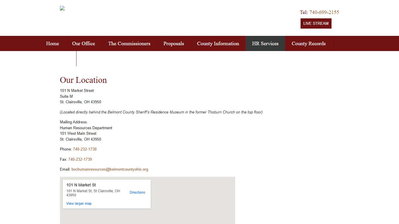 Our Location Belmont County Commissioners, St. Clairsville, Ohio