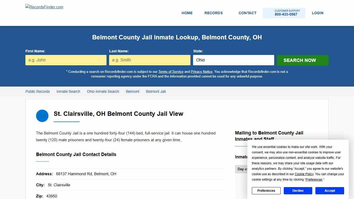 Belmont County Jail Roster & Inmate Lookup